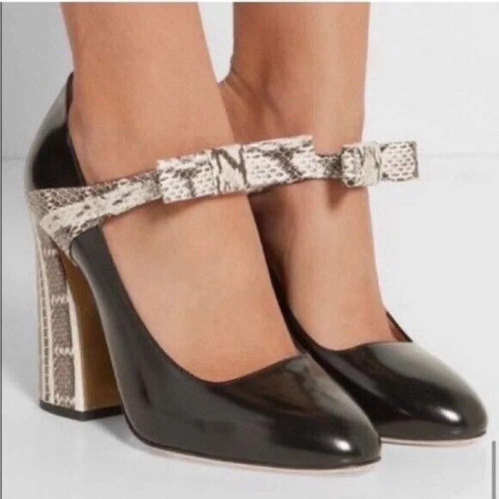 Gucci Tricolor Leather Snakeskin Nimue Mary Jane Pumps Heels. EU 38 (US 8) - Picture 1 of 9